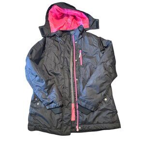 H&M Kids‎ Large Black Hooded Jacket Pink Lining Insulated Winter Coat Size 14Y